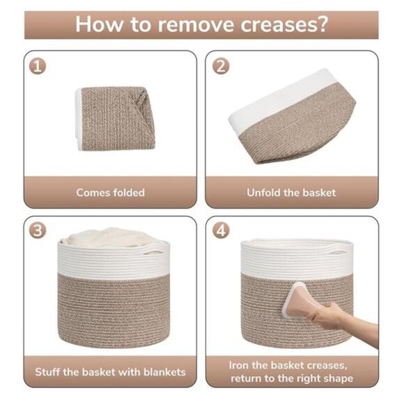 Cotton Rope Basket, Blanket Basket Living RoomBaby Laundry Basket Woven Storage - Picture 6 of 7